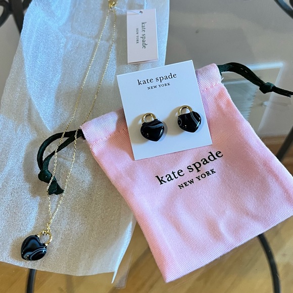 kate spade Jewelry - Kate Spade♠️Black Stone Earrings & Necklace Set